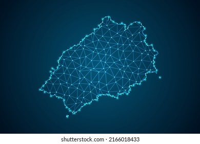 ST Helena Map - World Map mash line and point scales on blue technology background. Wire Frame 3D mesh polygonal network line, design sphere, dot and structure -  Vector illustration eps 10