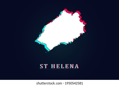 St Helena Map - World map vector template with Unique Design Abstract Digital Glitch and 3d  including blue, red and white color isolated on dark background - Vector illustration eps 10