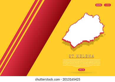 ST Helena Map - World map vector template with isometric style including shadow, white and red color on yellow background for website, infographic, banner - Vector illustration eps 10