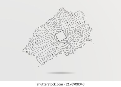 St Helena Map - World map vector template with Abstract futuristic circuit board Illustration or High-tech technology mash line and point scales on white background - Vector illustration ep 10