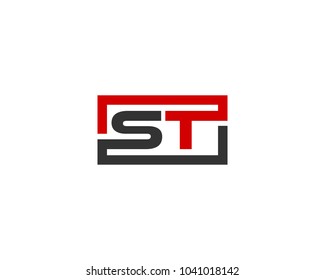 ST initial box letter logo template vector