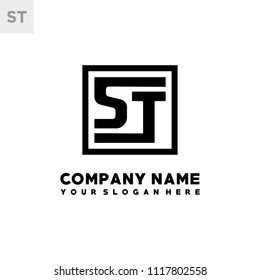 ST initial box letter logo template vector