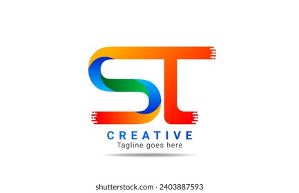 ST initial colorful creative logo design and template. Unique ST letter logo design brand identity