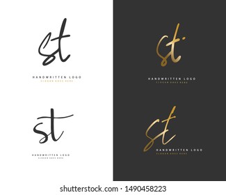 ST Initial handwriting or handwritten logo for identity. Logo with hand drawn style.