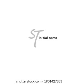 sT 
initial handwriting or handwritten logo for identity. Logo with signature and hand drawn style. isolated 