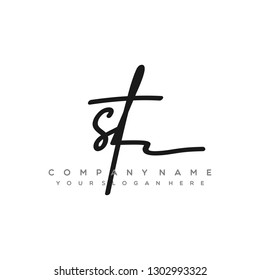 ST Initial Handwriting Logo Template Vector