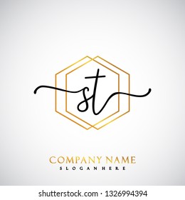ST Initial Handwriting logo template vector