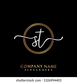 ST Initial Handwriting logo template vector