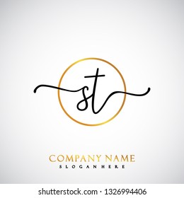 ST Initial Handwriting logo template vector