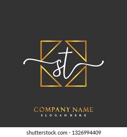 ST Initial Handwriting logo template vector