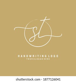 ST Initial handwriting logo template vector