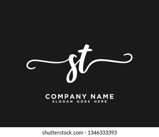 ST Initial Handwriting Logo Vector