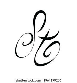 St initial handwritten logo for identity