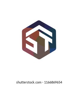 ST Initial letter hexagonal logo vector