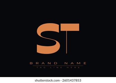 ST initial letter logo design. Letter S and T luxury alphabet letter logo icon template