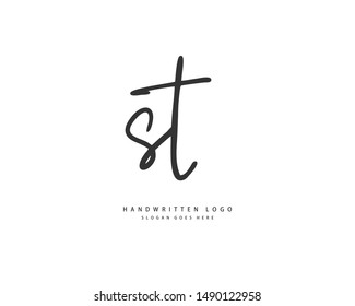 ST Initial logo with handwriting or handwritten style for identity. Logo with hand drawn style.