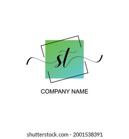ST Initial logo handwriting typographic template