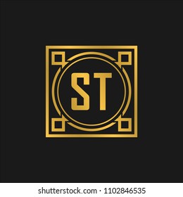 ST initial logo. Luxury ornament crown logo.