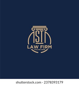 ST initial monogram for law firm with creative circle line