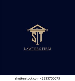 ST initial monogram lawfirm logo with pillar design