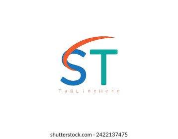   ST inicial solapamiento del logotipo de la letra de swoosh fondo blanco