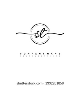 ST initial signature logo. handwriting logo template vector,