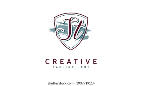 ST Initials, handwriting logo vectors