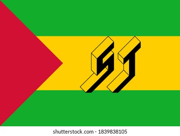 ST - international 2-letter code or National domain of Sao Tome and Principe. S and T - Monogram or logotype. Isometric 3d font for design. Outline fonts. Three-dimension letters.