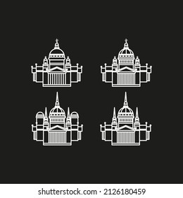 St. Isaac's Cathedral and Neva river with bridge,Saint-petersburg, Russia. Vector illustration. Sketch.