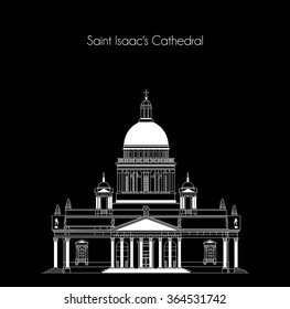 St. Isaak's Cathedral. Church vector, architecture vector. Saint Petesburg architecture.