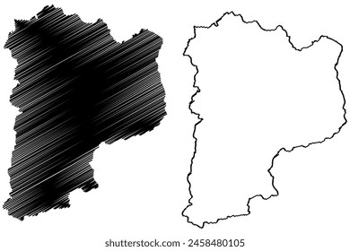 St. Johann im Pongau district (Republic of Austria or Österreich, Salzburg state) map vector illustration, scribble sketch Bezirk St. Johann im Pongau map