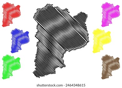 St. Johann im Pongau district (Republic of Austria or Österreich, Salzburg state) map vector illustration, scribble sketch Bezirk St. Johann im Pongau map