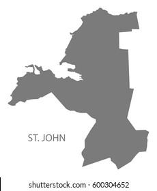 St. John Antigua and Barbuda map grey illustration silhouette