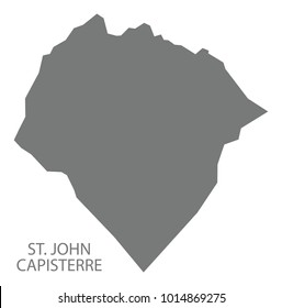 St. John Capisterre map grey illustration silhouette shape