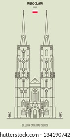 St. John Cathedral Church in Wroclaw, Poland. Landmark icon in linear style