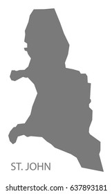 St. John Dominica map grey illustration silhouette