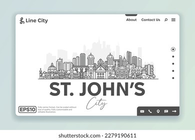 St. John's, Antigua and Barbuda architecture line skyline illustration. Linear vector cityscape with famous landmarks, city sights, design icons. Landscape with editable strokes.