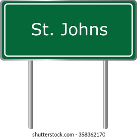 St. Johns, Arizona , road sign green vector illustration, road table, USA city