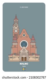 St. John's Church in Malmo, Sweden. Architectural symbols of European cities. 