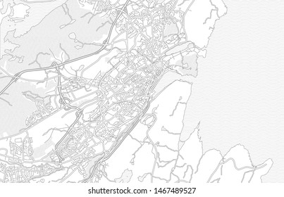 St. Johns, Newfoundland and Labrador, Canada, bright outlined vector map with bigger and minor roads and steets created for infographic backgrounds.