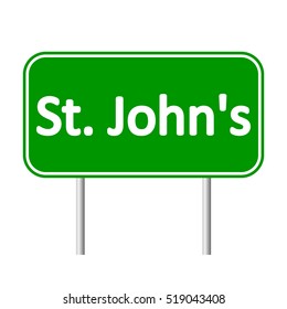 St. John's road sign isolated on white background.