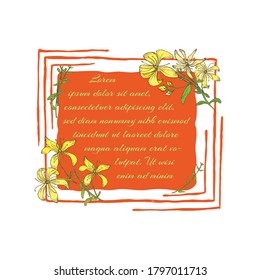 St Johns wort Tree Branch Parts Decorating Handdrawn Square Frame with Substrate. Hand drawn engraved vector sketch etch illustration. Vector Illustrator for Product Labels, Packages etc.
