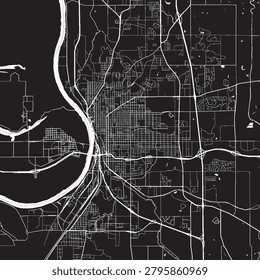St Joseph Missouri Vector Map, Detailed City Street Map Black and White Minimalist Line Art
