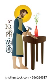 St Joseph The Worker, Abstract Artistic Religious Vector Design