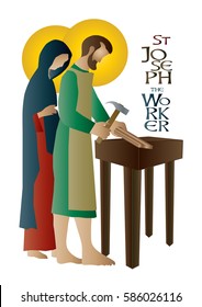 St Joseph The Worker, Abstract Artistic Religious Vector Design