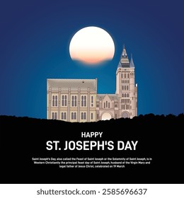 st. joseph's day. Saint josephs day creative banner, poster, social media post, postcard, background, backdrop, template, greetings card, cover, web banner design etc.