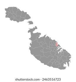 St Julians District map, administrative division of Malta. Vector illustration.