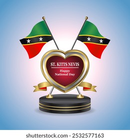 ST. Kitts Nevis Feliz Día Nacional Bandera de mesa Pequeña con corazón de oro