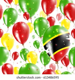 St. Kitts and Nevis Independence Day Seamless Pattern. Flying Rubber Balloons in Colors of the Kittian and Nevisian Flag.