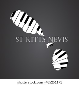 st kitts nevis map logo made from piano
